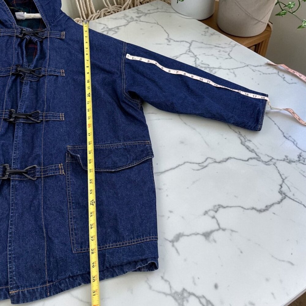 Vintage Talbots Oversize Plaid Lined Denim Jacket Size Medium Wool Lined - Picture 7 of 10